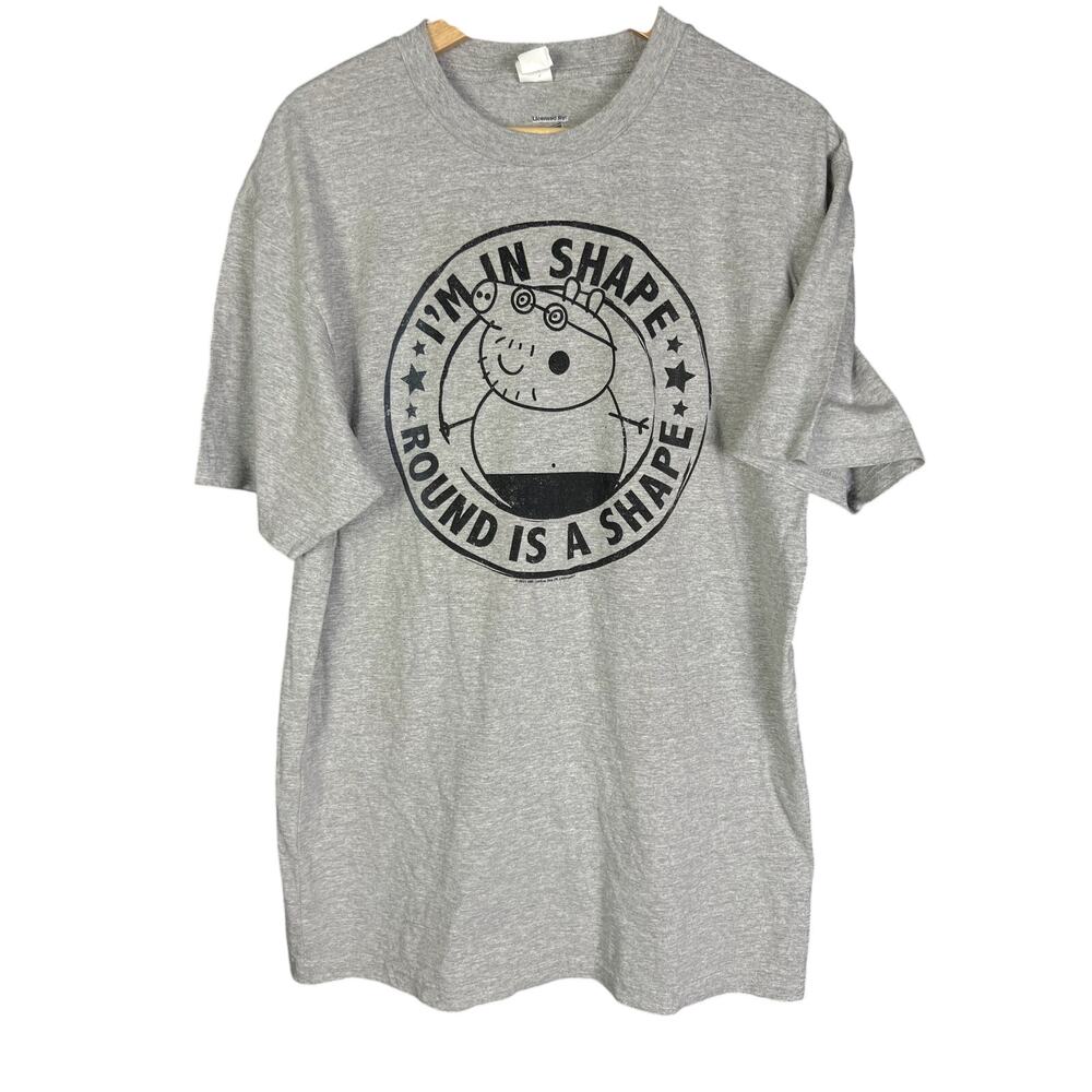 Men's Peppa the Pig Daddy Pig Round is A Shape Graphic T-Shirt - Size Large Tall